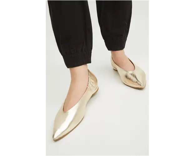 Medicine balerini de piele femei, culoarea auriu