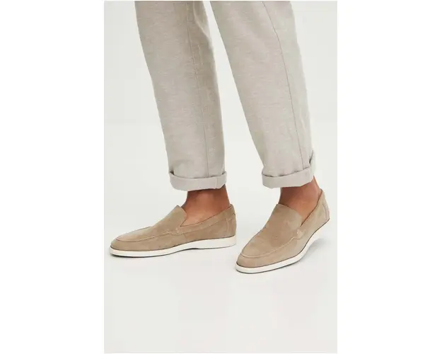 Medicine mocasini din piele intoarsa barbati, culoarea bej