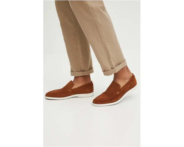 Medicine mocasini din piele intoarsa barbati, culoarea maro