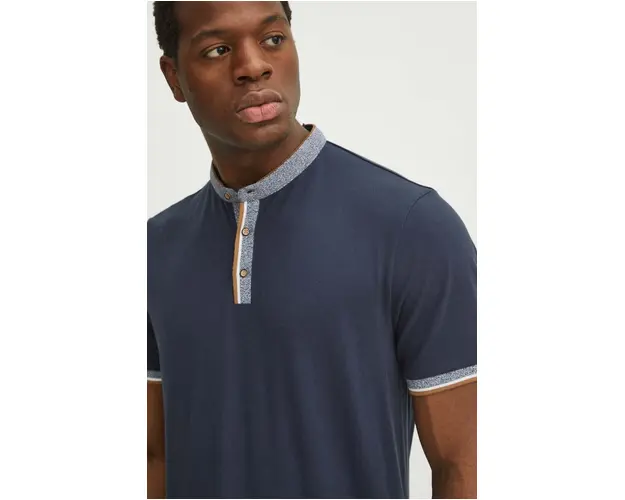 Medicine polo de bumbac barbati, culoarea bleumarin, uni