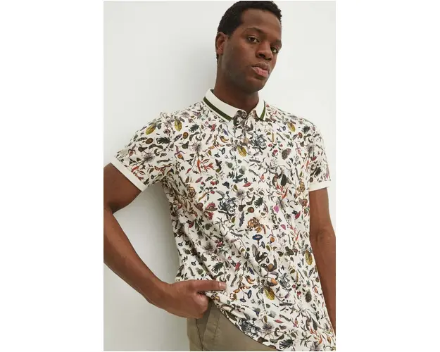 Medicine polo de bumbac barbati, culoarea bej, modelator