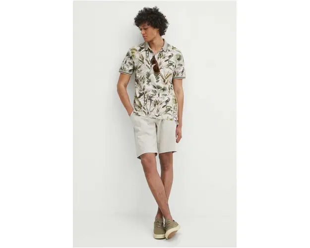 Medicine polo de bumbac barbati, culoarea bej, modelator