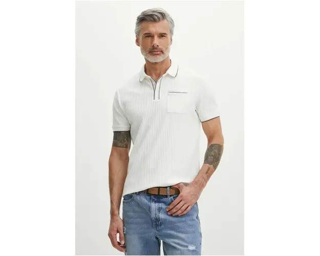 Medicine polo de bumbac barbati, culoarea bej, neted