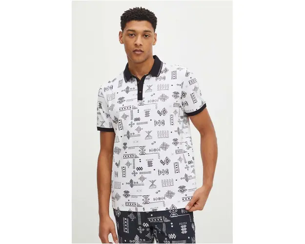 Medicine polo de bumbac barbati, culoarea alb, modelator