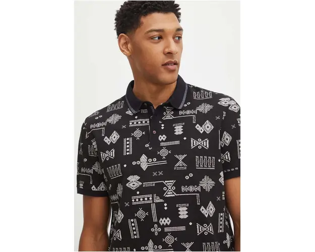 Medicine polo de bumbac barbati, culoarea negru, modelator