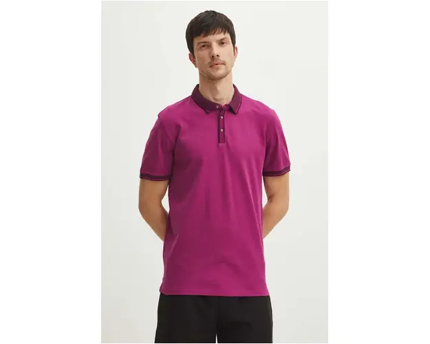 Medicine polo de bumbac barbati, culoarea roz, neted