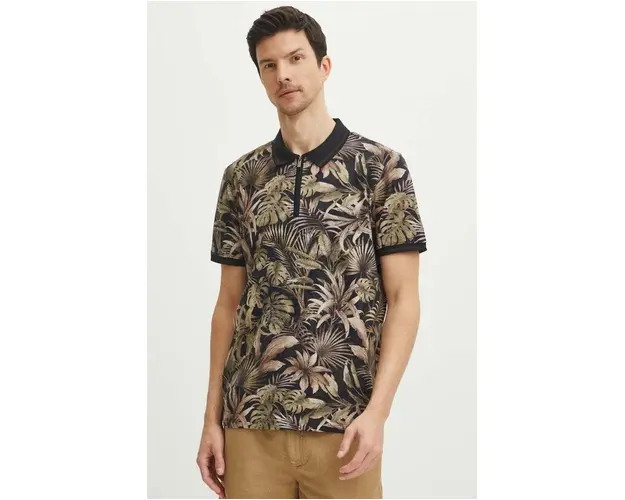 Medicine polo de bumbac barbati, culoarea negru, modelator