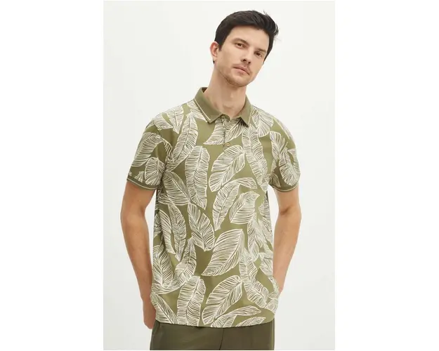 Medicine tricou polo barbati, culoarea verde, modelator