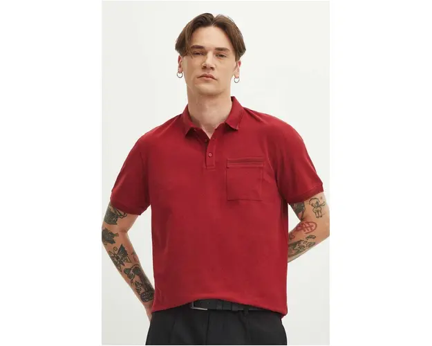 Medicine tricou polo barbati, culoarea rosu, neted
