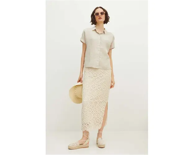 Medicine fusta culoarea bej, maxi, drept