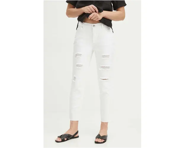 Medicine blugi din bumbac femei, culoarea alb