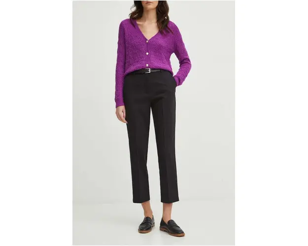 Medicine pantaloni femei, culoarea negru, fason chinos, high waist