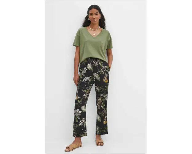 Medicine pantaloni femei, culoarea negru, drept, medium waist