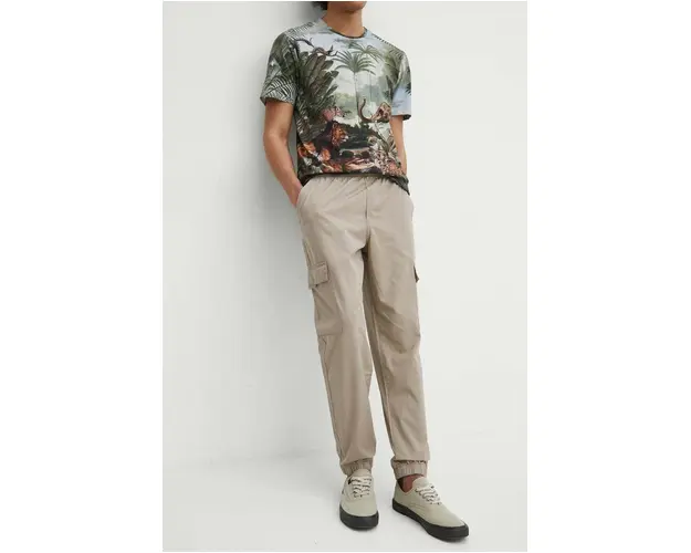 Medicine pantaloni barbati, culoarea bej, cu fason cargo