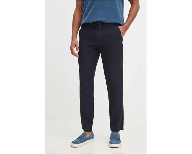 Medicine pantaloni din in barbati, culoarea bleumarin, drept