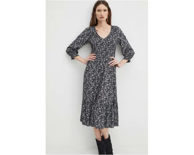 Medicine rochie culoarea negru, midi, evazati