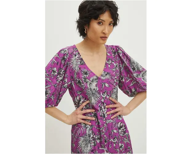 Medicine rochie culoarea roz, mini, evazati