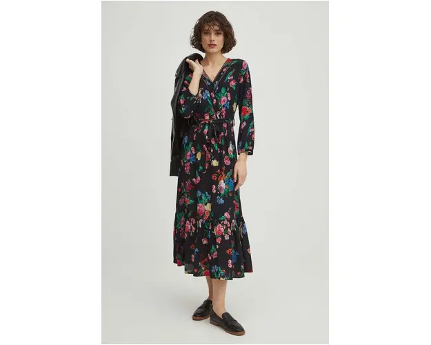 Medicine rochie culoarea negru, midi, evazati