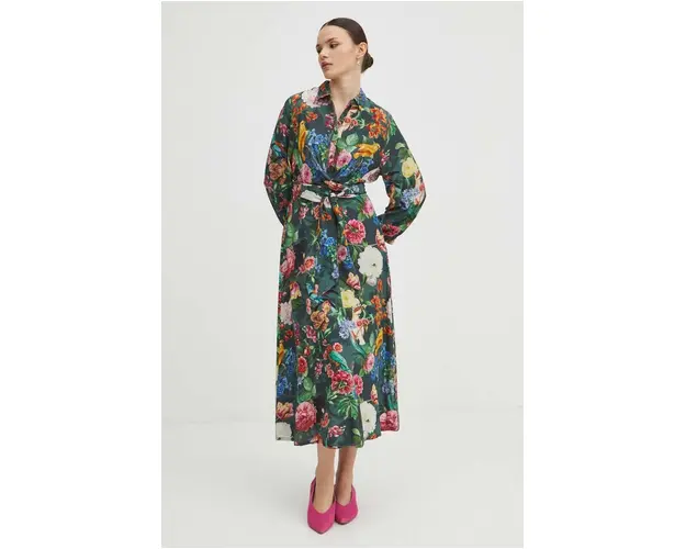 Medicine rochie culoarea verde, maxi, evazati