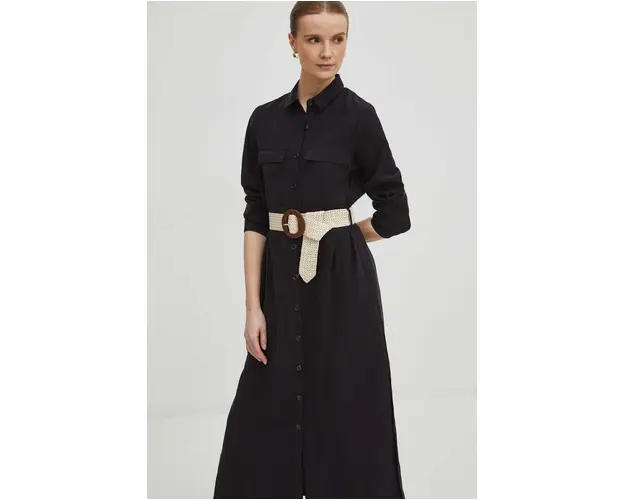 Medicine rochie culoarea negru, maxi, drept