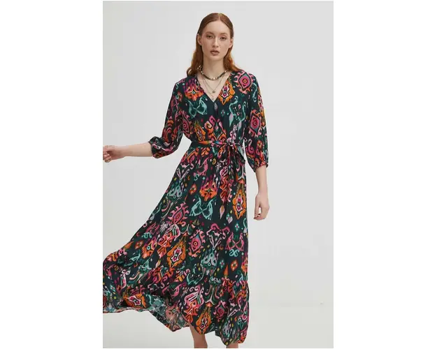 Medicine rochie culoarea verde, midi, evazati