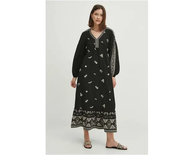 Medicine rochie culoarea negru, midi, evazati