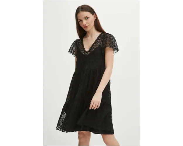 Medicine rochie culoarea negru, mini, evazati