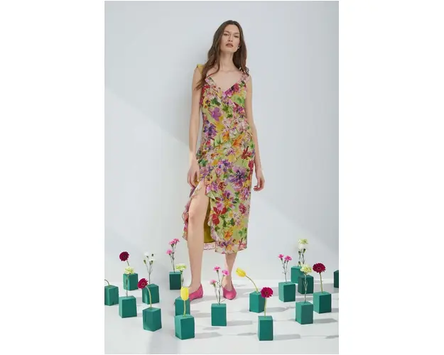 Medicine rochie culoarea verde, midi, drept