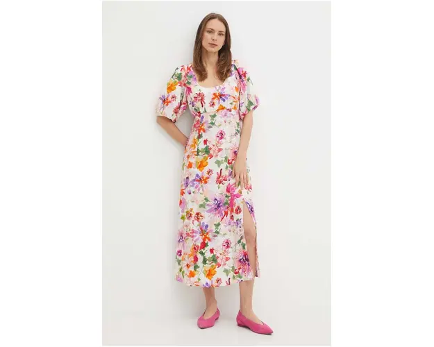 Medicine rochie culoarea alb, maxi, evazati