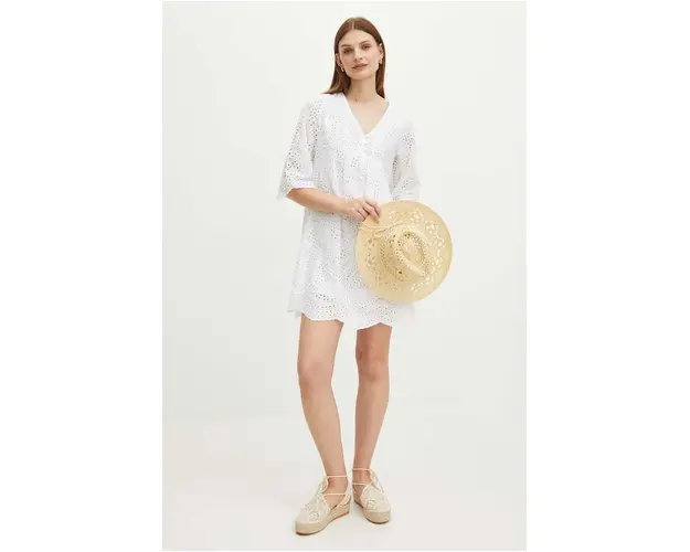 Medicine rochie din bumbac culoarea bej, mini, oversize