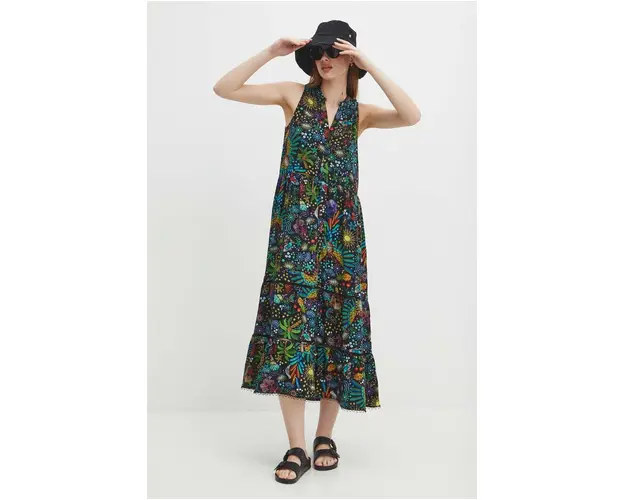 Medicine rochie culoarea negru, midi, evazati