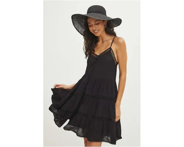 Medicine rochie culoarea negru, mini, evazati