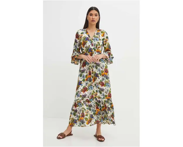 Medicine rochie culoarea bej, maxi, evazati