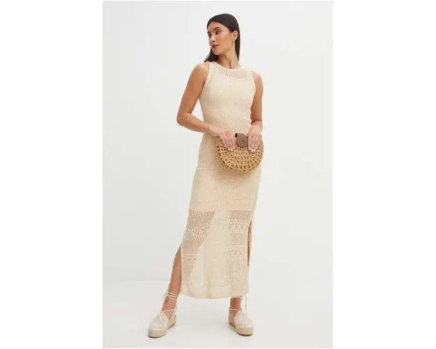 Medicine rochie culoarea bej, maxi, mulata