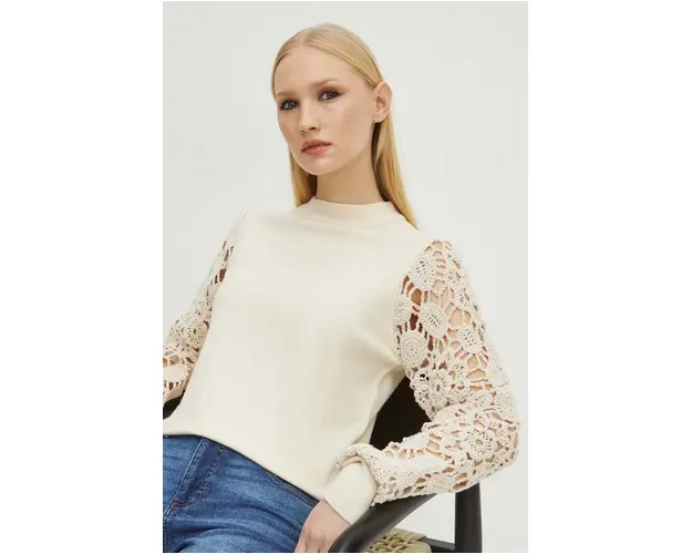 Medicine pulover femei, culoarea bej, light