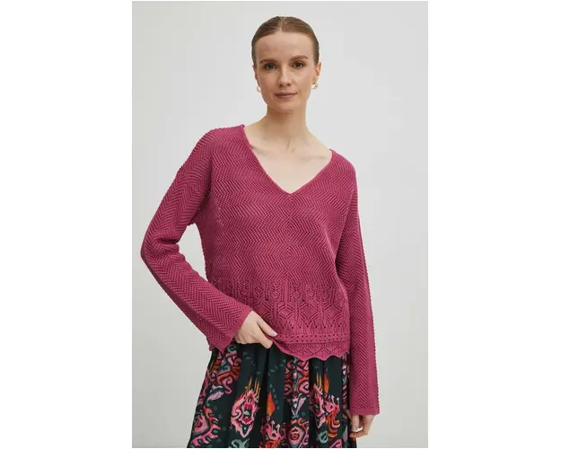 Medicine pulover femei, culoarea roz, calduros