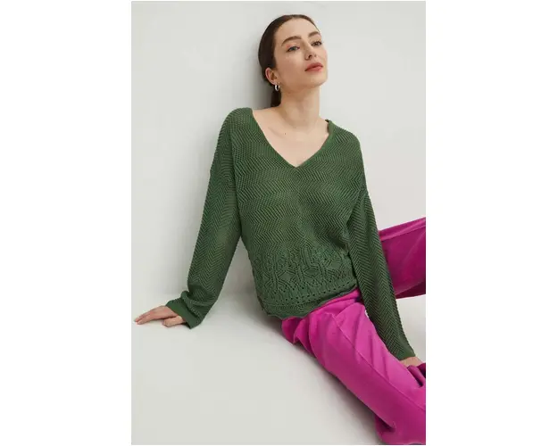 Medicine pulover femei, culoarea verde, calduros