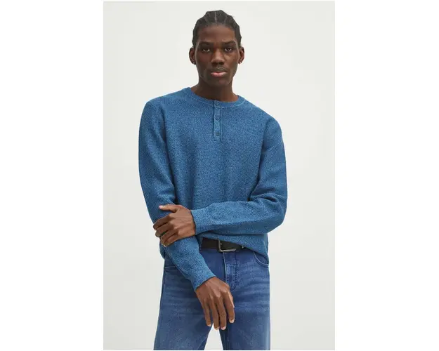 Medicine pulover de bumbac barbati, culoarea verde, light