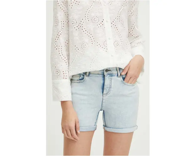 Medicine pantaloni scurti jeans femei, neted, high waist