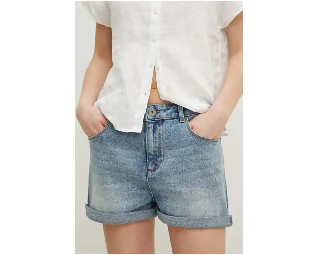 Medicine pantaloni scurti jeans femei, neted, medium waist