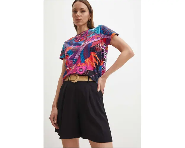 Medicine pantaloni scurti femei, culoarea negru, neted, high waist