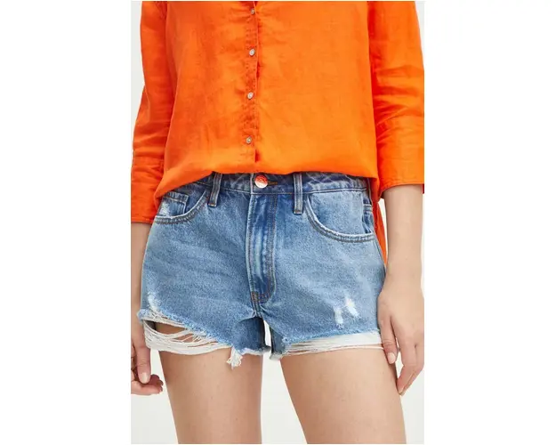 Medicine pantaloni scurti din bumbac femei, neted, medium waist