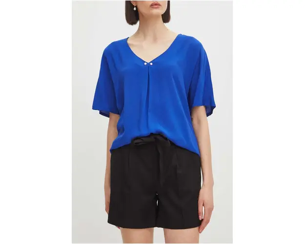 Medicine pantaloni scurti femei, culoarea negru, neted, high waist