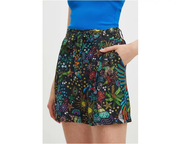 Medicine pantaloni scurti femei, culoarea negru, modelator, high waist