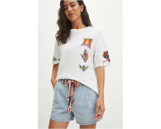 Medicine pantaloni scurti jeans femei, neted, medium waist