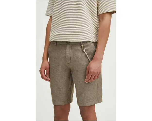 Medicine pantaloni scurti din in culoarea maro