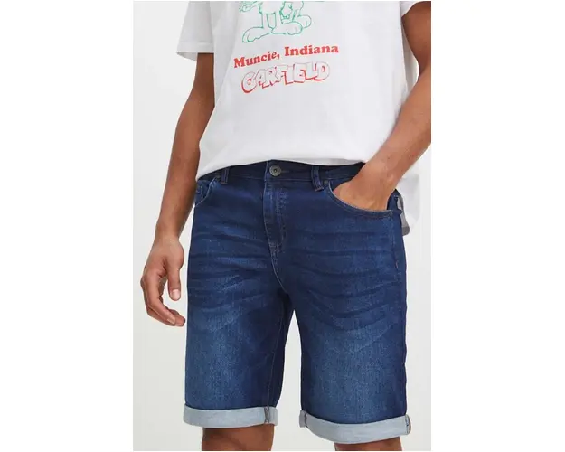 Medicine pantaloni scurti din denim barbati, culoarea bleumarin