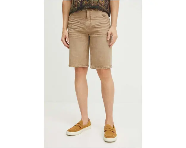 Medicine pantaloni scurti jeans barbati, culoarea bej