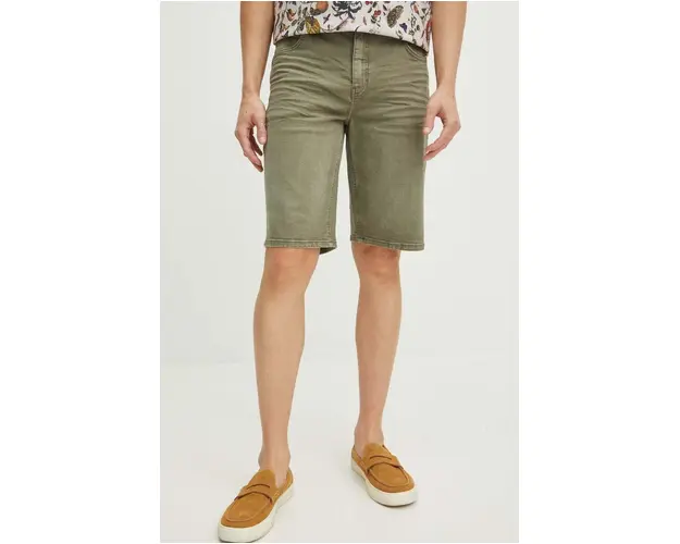 Medicine pantaloni scurti jeans barbati, culoarea verde