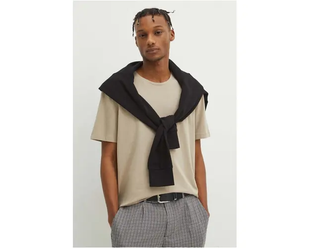 Medicine tricou din bumbac barbati, culoarea bej, modelator